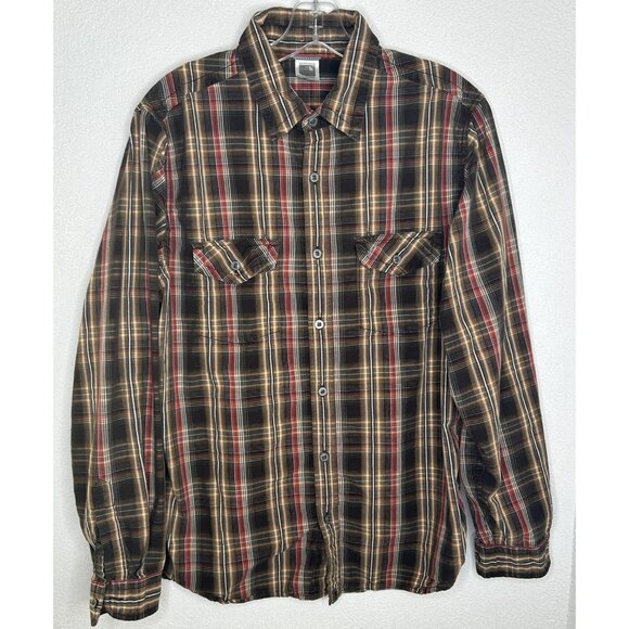 The North Face Shirt Mens Medium Brown Plaid Button Front Long Sleeve Outdoor - Picture 2 of 16
